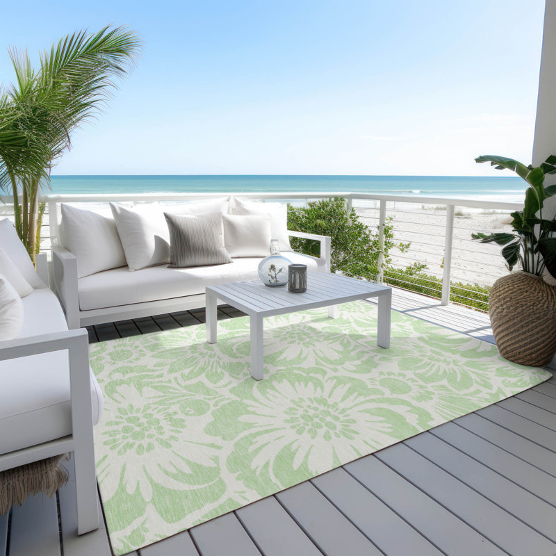 Altair Washable Floral Indoor / Outdoor Rug, Rectangle 3' x 5'