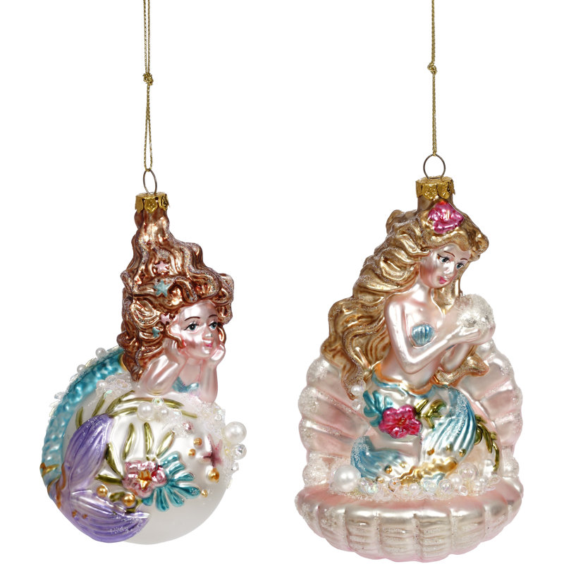 Mermaid Shell Ornament - 5-6 Inches Set Of 6