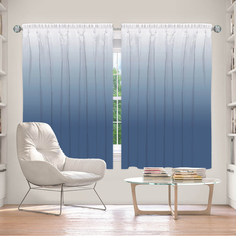 Vandela Room Darkening Curtain Pair, 40" W x 61" L, Navy/Blue/Gray/White