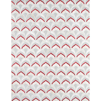 Tapis gris / rouge / rouille en cuir de vache fait à la main Galaxy