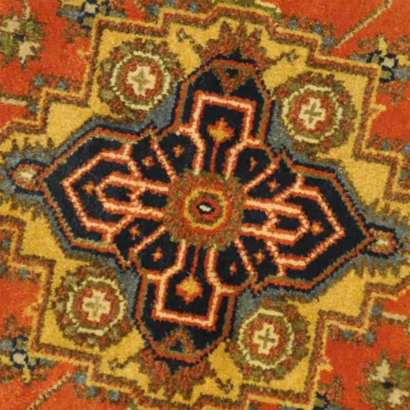 Tapis oriental en laine noué à la main en orange / noir