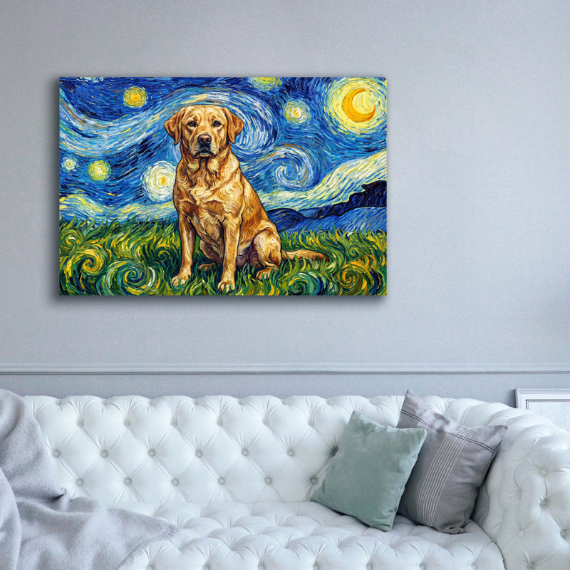  «Labrador Retriever Starry Night» par Rich Monet, art mural sur toile, 60 po x 40 po, 60 po x 40 po