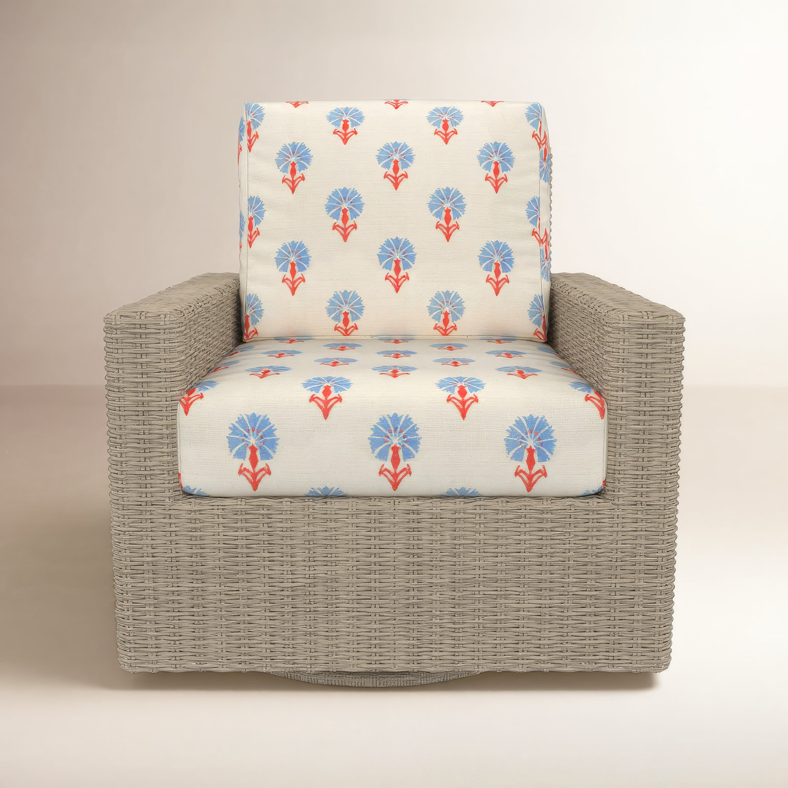 Hayes Sunbrella® Swivel Patio Lounge Chair, Mira Bluebell, Floral