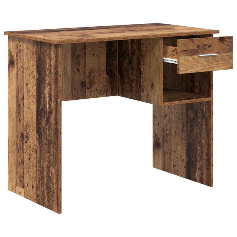 Desk With Storage 90X49.5X75 Cm Engineered Wood, Old Wood