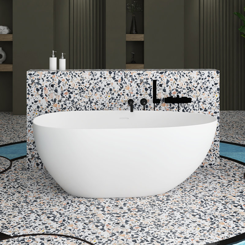 Baignoire de trempage autoportante 59,06 po x 30,71 po, Blanc mat