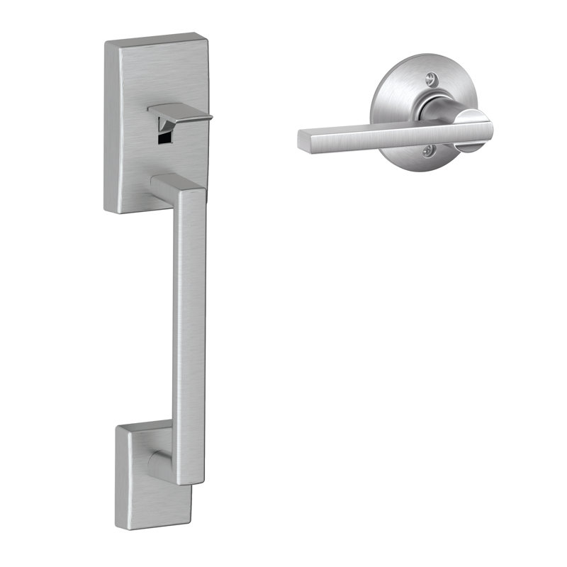 Century Lower Half Handleset and Latitude Door Lever Set (Deadbolt Sold Separately), Satin Chrome, Yes