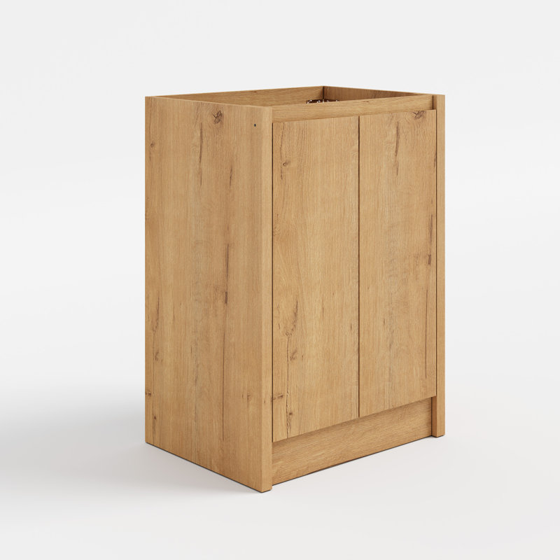 Base de meuble-lavabo en bois 24 po seulement, sans lavabo et miroir, Chêne clair