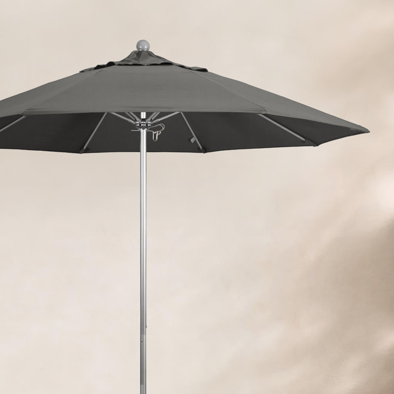 Parasol de marché 9 pi Maria, Argent argent, Toile gris anthracite Sunbrella®