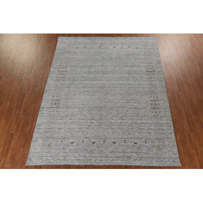 Tapis ivoire et bleu Gabbeh 9 x 12