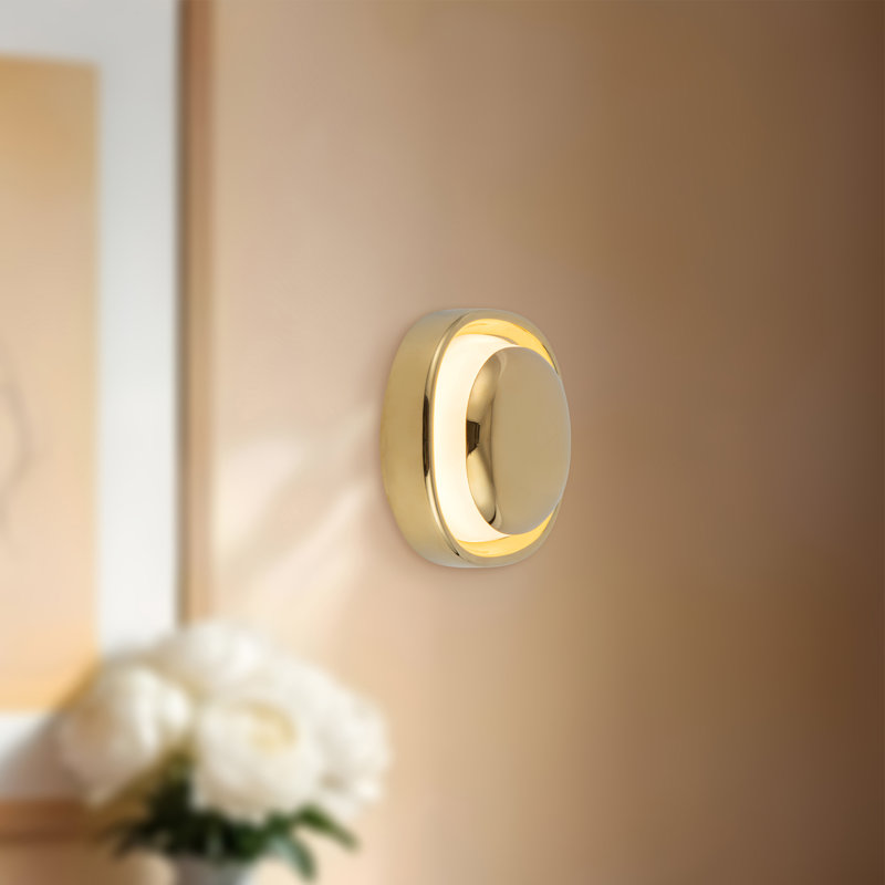 Pebble 8-in Silver dimmable LED Wall Sconce, Brass