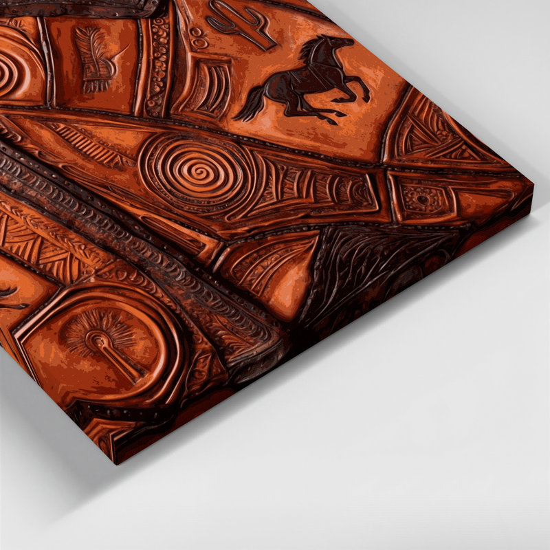 Art mural sur toile noir en simili cuir rustique Southwestern Cowboy 78, H 12 po x l 18 po