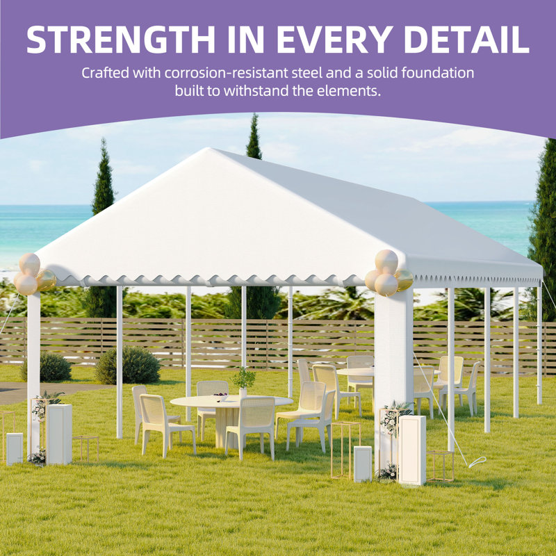 Outdoor White Party Tent with Windows, 13 (ft) W x 26 (ft) D