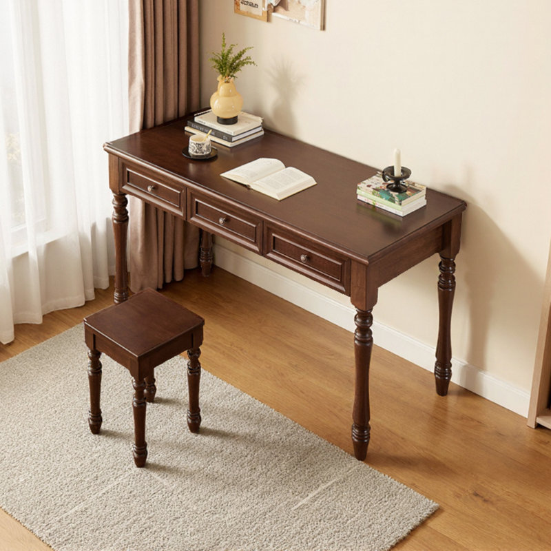 Bureau industriel en bois massif rétro industriel, H 30,7 po x l 55,11 po x P 23,62 po
