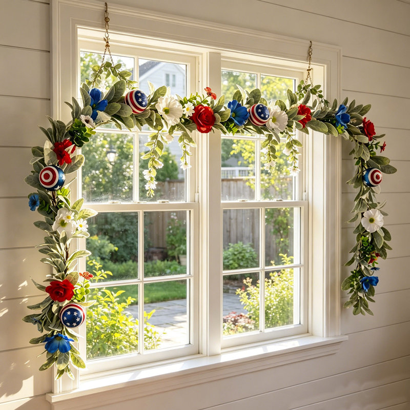  Canne de rotin patriotique pour la fête de l’Independance, le 4 juillet, décorations pour cheminée