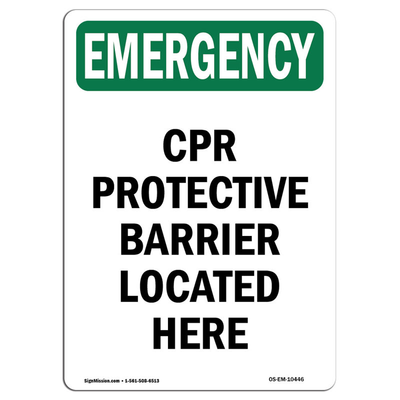 OSHA EMERGENCY Sign, 18" H x 12" W x 0.1" D