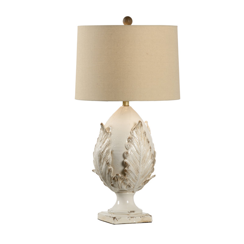 Artichoke Table Lamp, Aged Cream Glaze