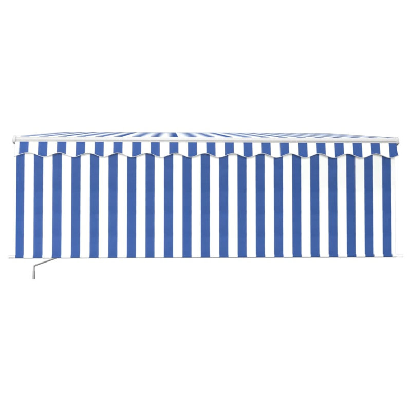 Dakota Fields 400cm W x 300cm D Fabric Cover Retractable Patio Awning, Blue/White, Striped