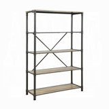 Itzel Wood Metal Bookshelf With 4 Open Compartments