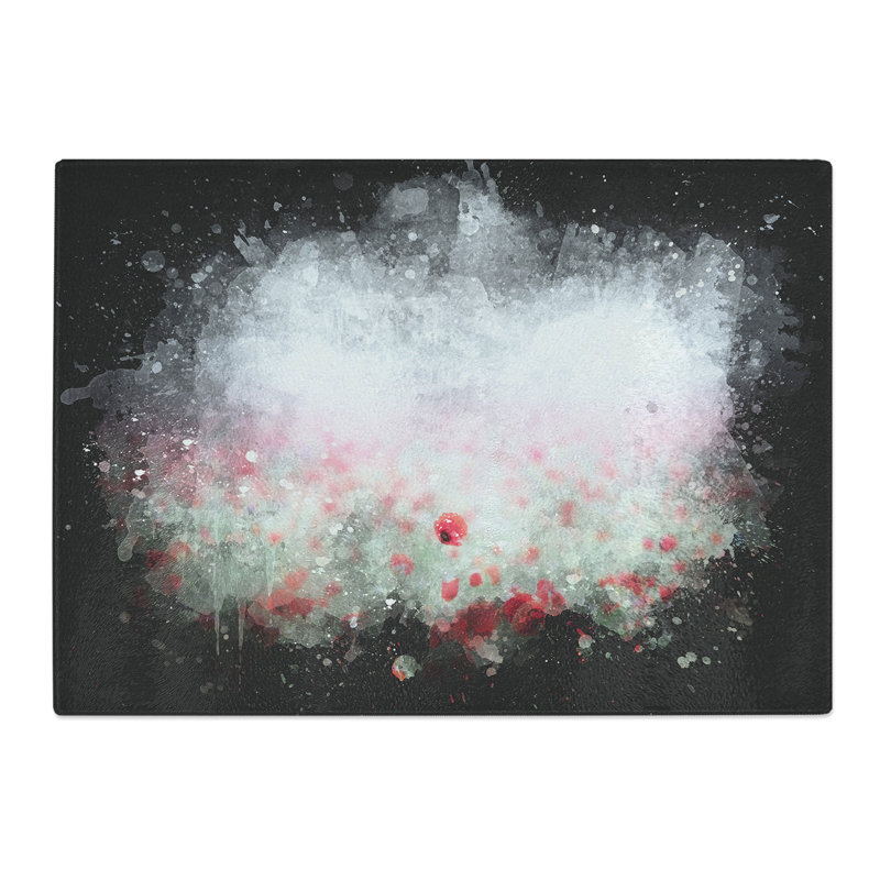 Tempered Glass Red Poppy Field in Italy Chopping Board, 28.5 cm x 39 cm