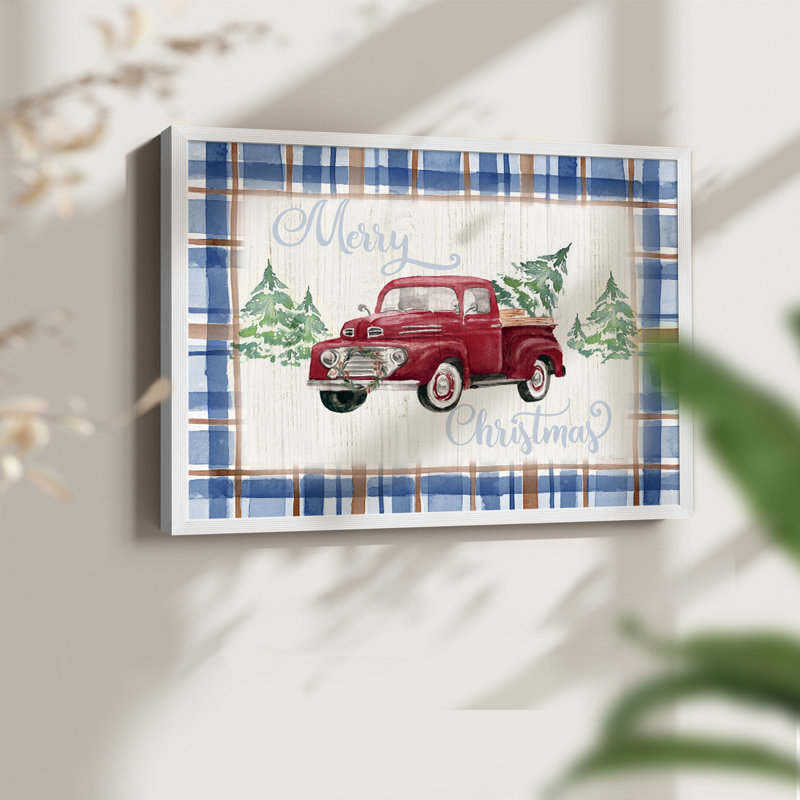 Merry Christmas Truck - reproduction encadrée - réaménageable, H 11 po x l 14 po, Blanc