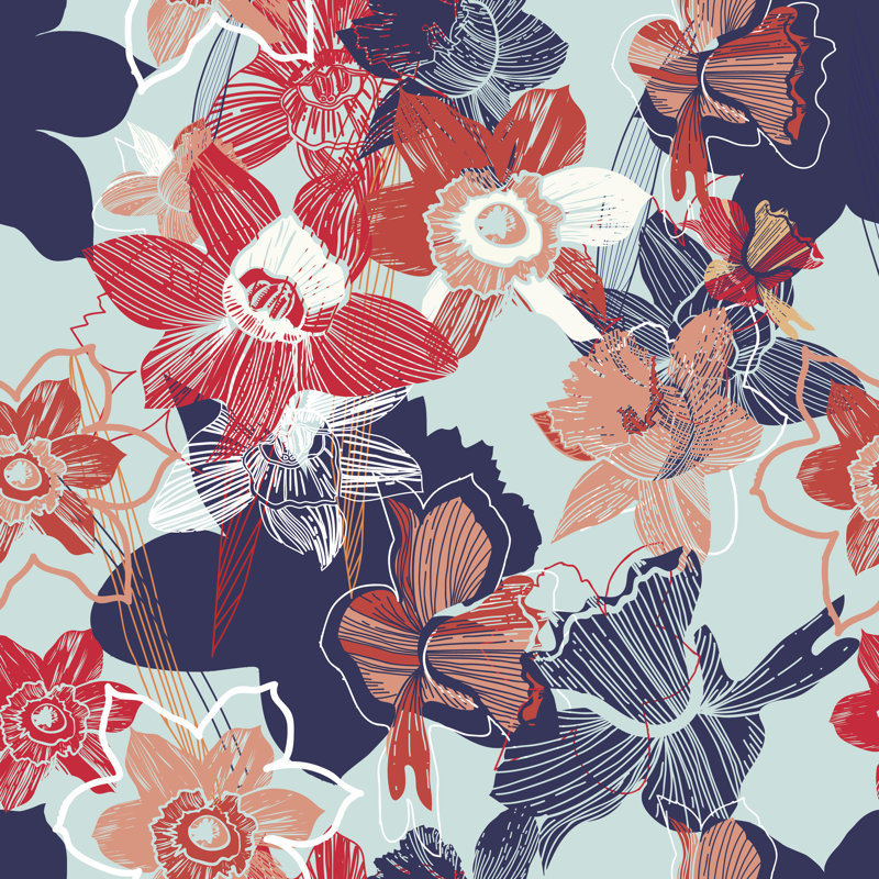 Fond floral Kemberton par Suriko, H 12 po x l 12 po