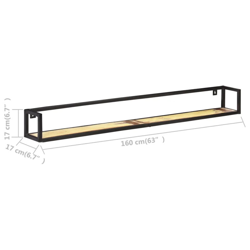 Cathrine 2 Piece Floating Shelf, 17cm H x 160cm W x 17cm D, Light Yellow/Black