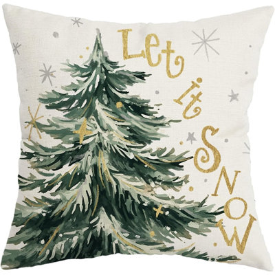 Housse de coussin de Noël 18 x 18 pouces, pin flocons de neige Let It Snow