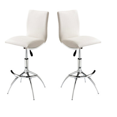 2 tabourets de bar contemporains, cuir texturé blanc doux, structure, hauteur de siège réglable, tabourets rembourrés en mousse haute densité (2), texture, fabrication,