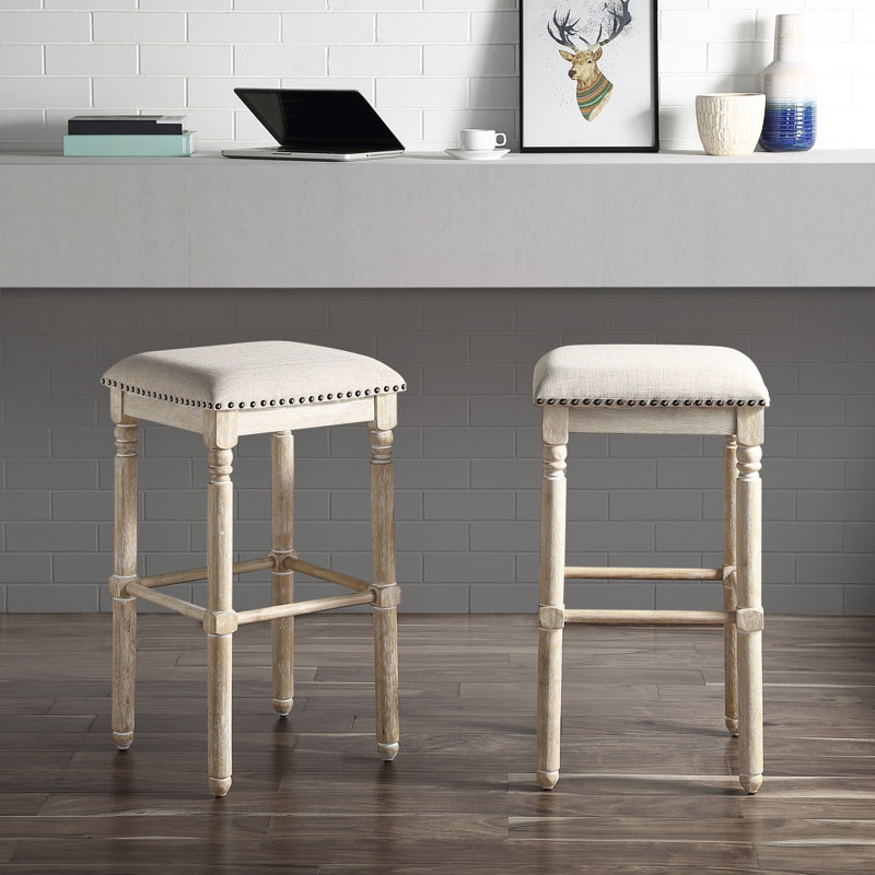 Tabouret rembourré à hauteur de comptoir, Beige, Beige