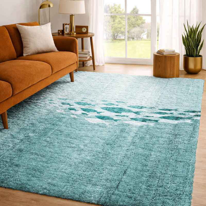 Tapis nautique de qualité supérieure lavable à la machine Dream Shag ADS627, Teal, 9' x 12'