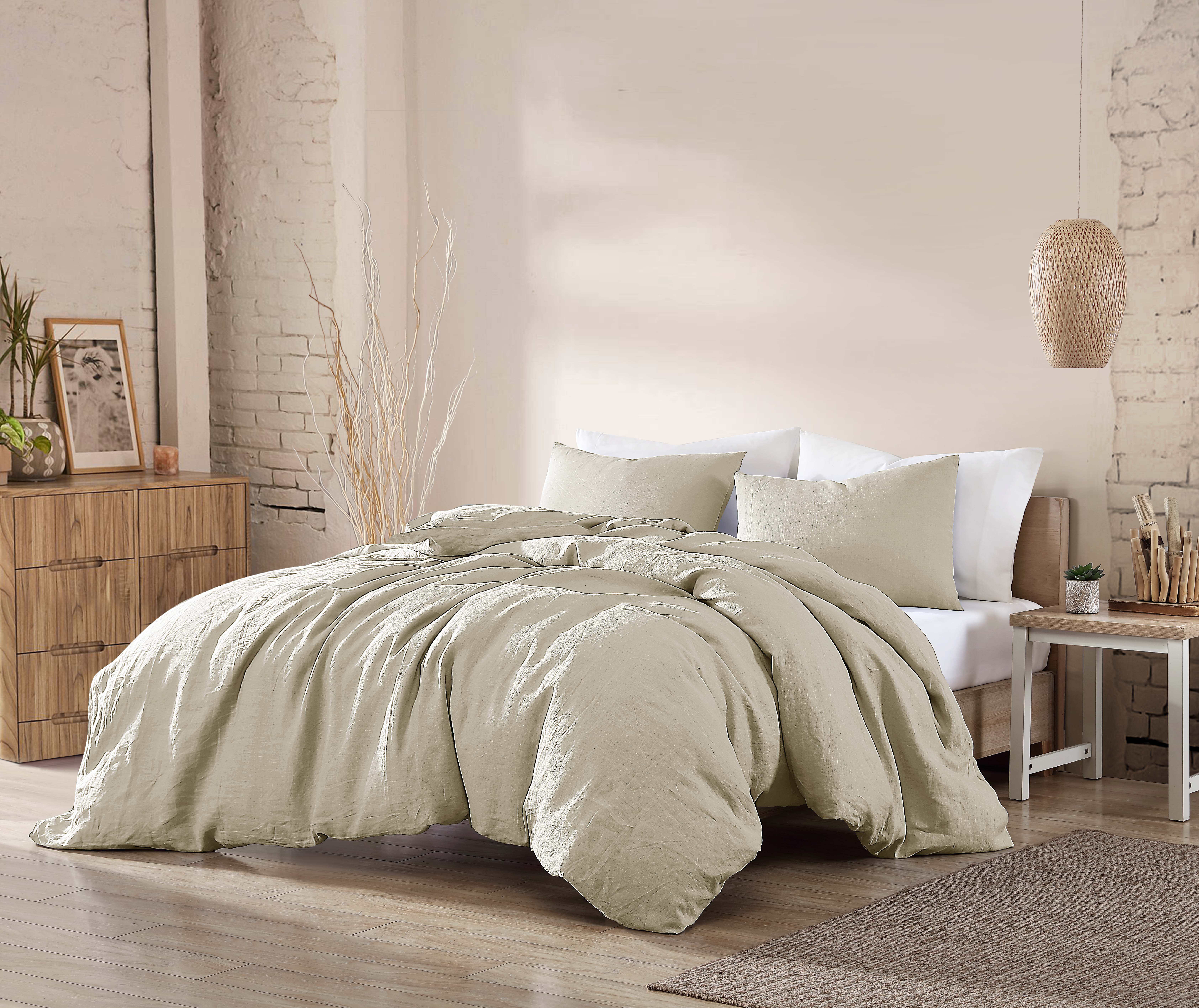 Birch Lane™ Hilma Linen 3 Piece Comforter Set | Queen - Oatmeal