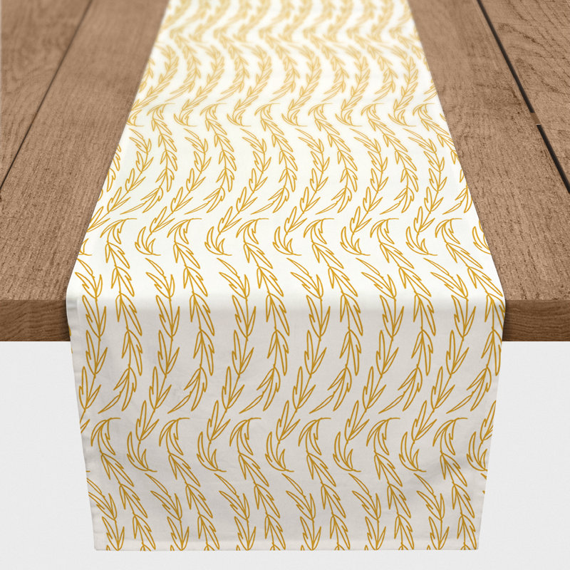 Floral Table Runner, 90" x 16", Yellow