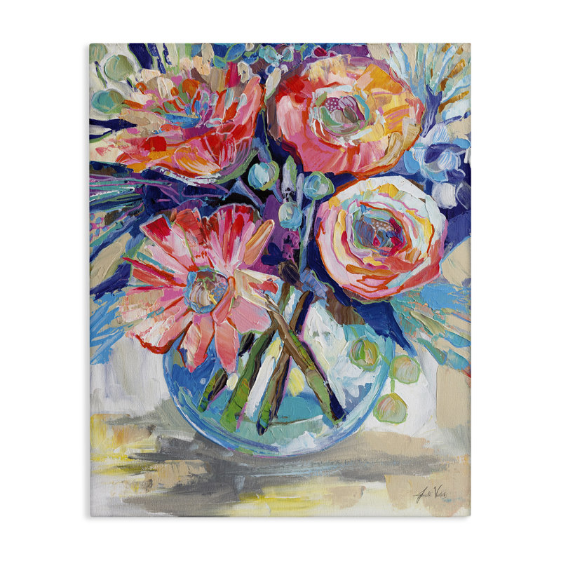  "Harpers Bouquet Flowers", art mural sur toile par Jeanette Vertentes, H 40 po x l 30 po