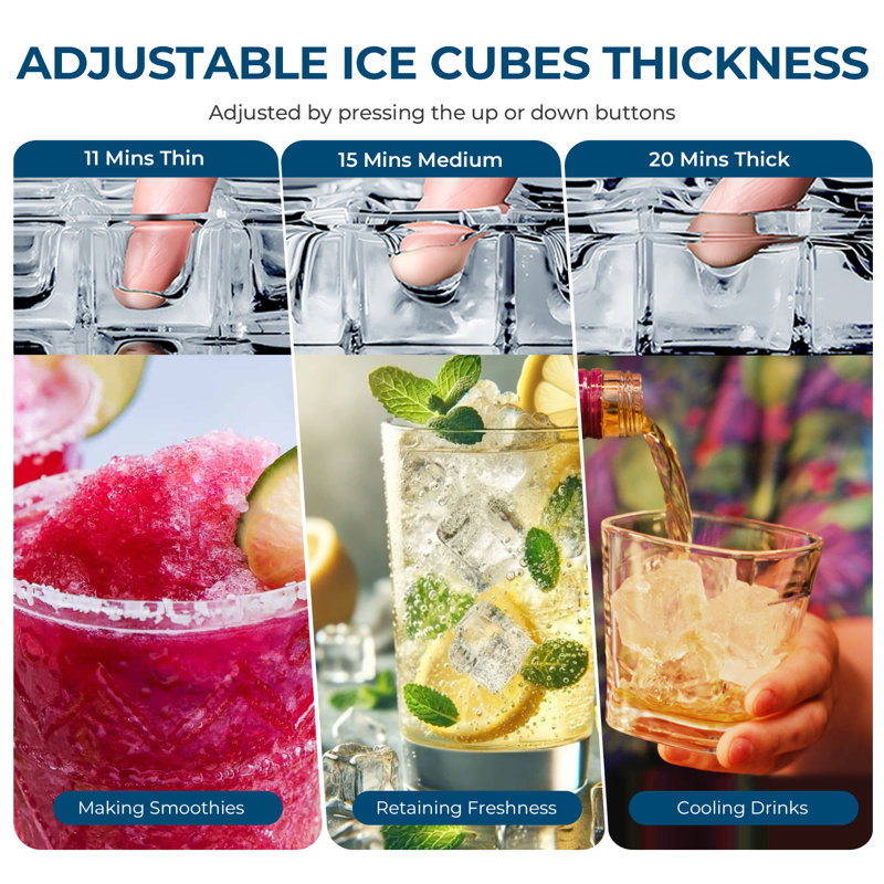 Electactic 100lbs/24h Commercial Ice Maker - 33lbs Storage, Undercounter/freestanding, Self-cleaning