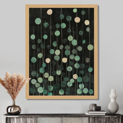Brins de points verts - Tableau abstrait encadré sur toile