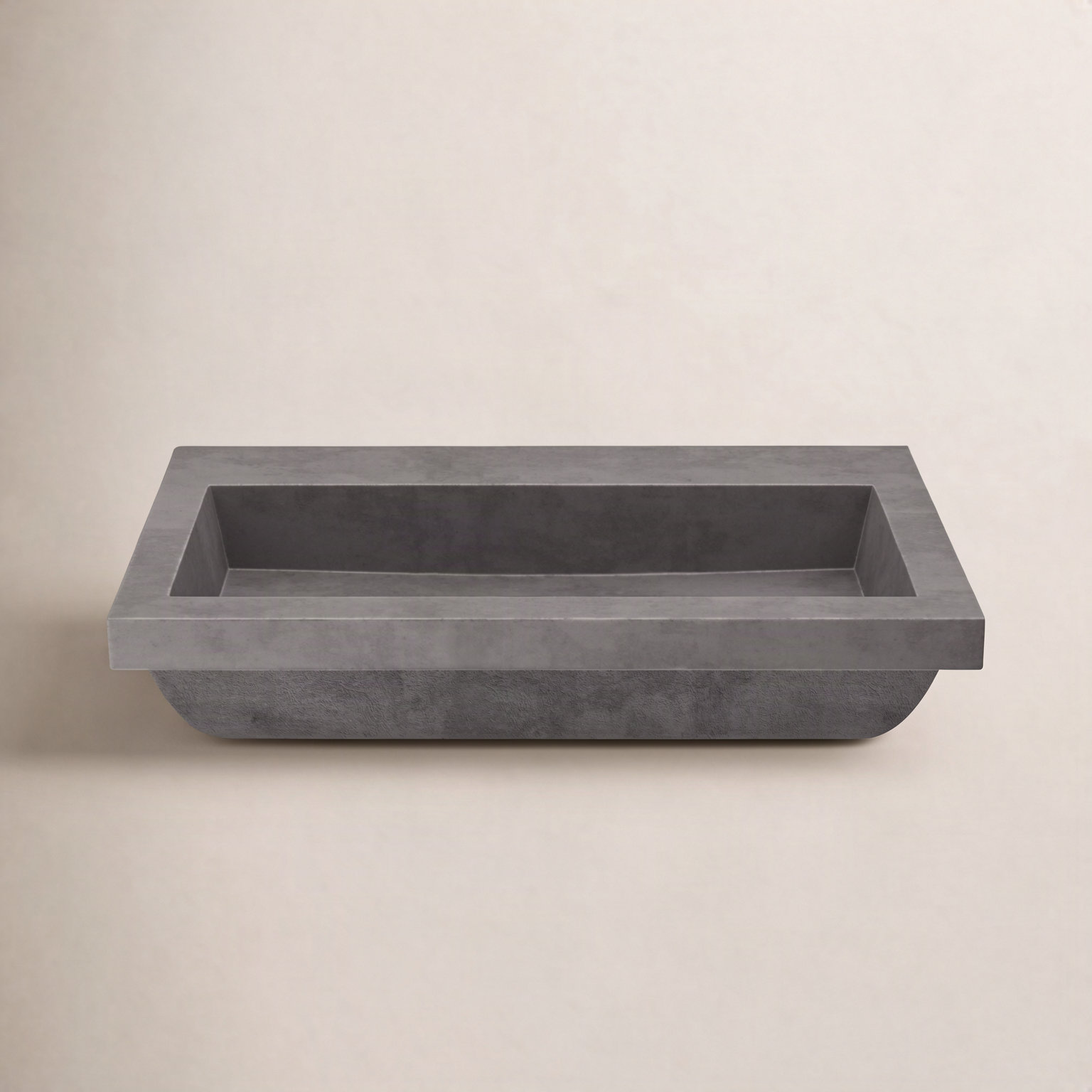Trough Handmade Rectangular Drop-In Bathroom Sink, Slate, No Faucet Hole