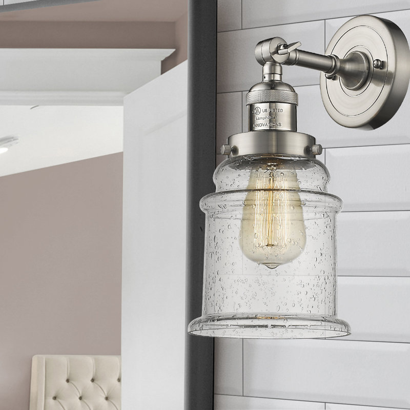 Galaviz Dimmable Bath Sconce, Seedy, 6 Watt Vinage LED Bulb, Brushed Satin Nickel