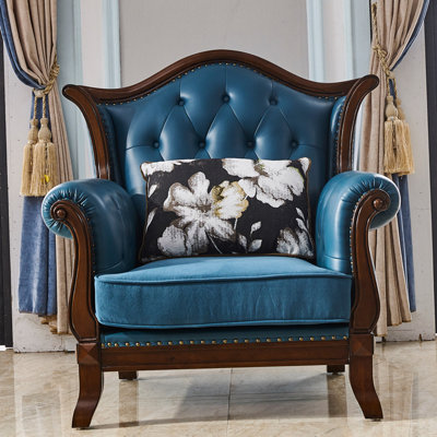American-style leather and fabric sofa.