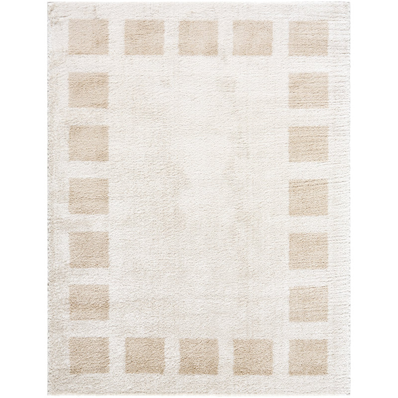Machine Washable Shaggy Boho Beige Area Rug, Rectangle 200 x 275cm