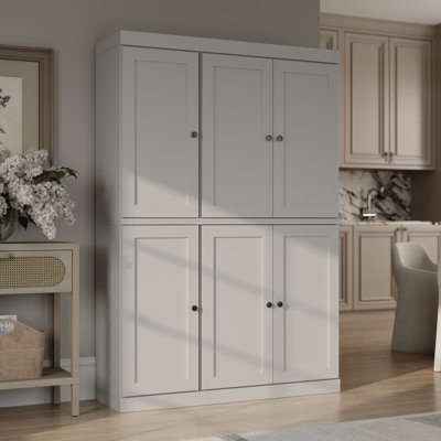 100% Solid Wood Pantry Cabinet with Shaker Doors, Adjustable Shelves, 48.5" Wide, 71.5" Tall