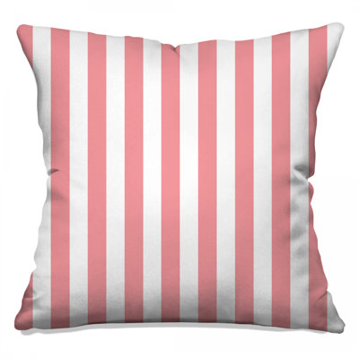 Pink White Stripes Double Sided Throw Pillows