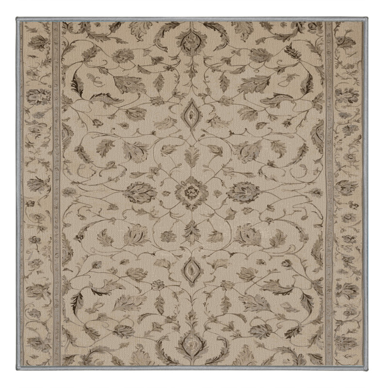 Machine Washable Tabriz Gray Area Rug, Square 7'