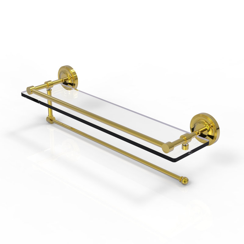 Alcott Bracket Shelf with Towel Bar, Polished Brass
