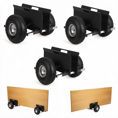 Chariot de manutention réglable de 272 kg (600 lb) pour panneaux - Chariot robuste pour plaques de plâtre/dalles, pneus tout-terrain de 25 cm (10 po), base mobile pour la manutention, noir