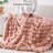 Solid Color Luxury Wavy Bubble Faux Rabbit Fur Fleece Throw Blanket for Couch & Bed,Pink,50''x60''.-124874205-124874207