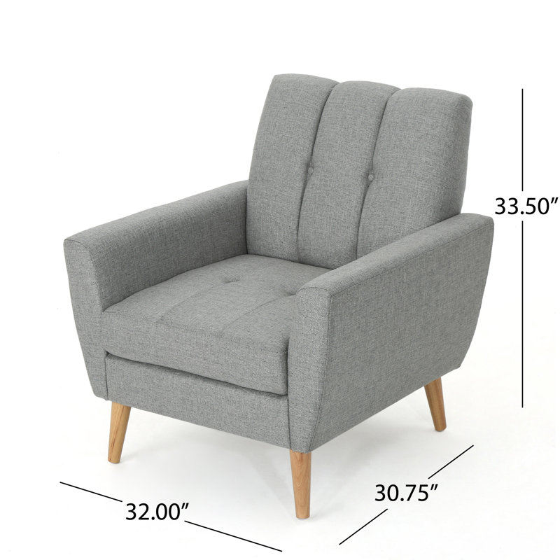 Fauteuil en polyester touffeté de 32 po de largeur Bridgette, 100 % polyester gris