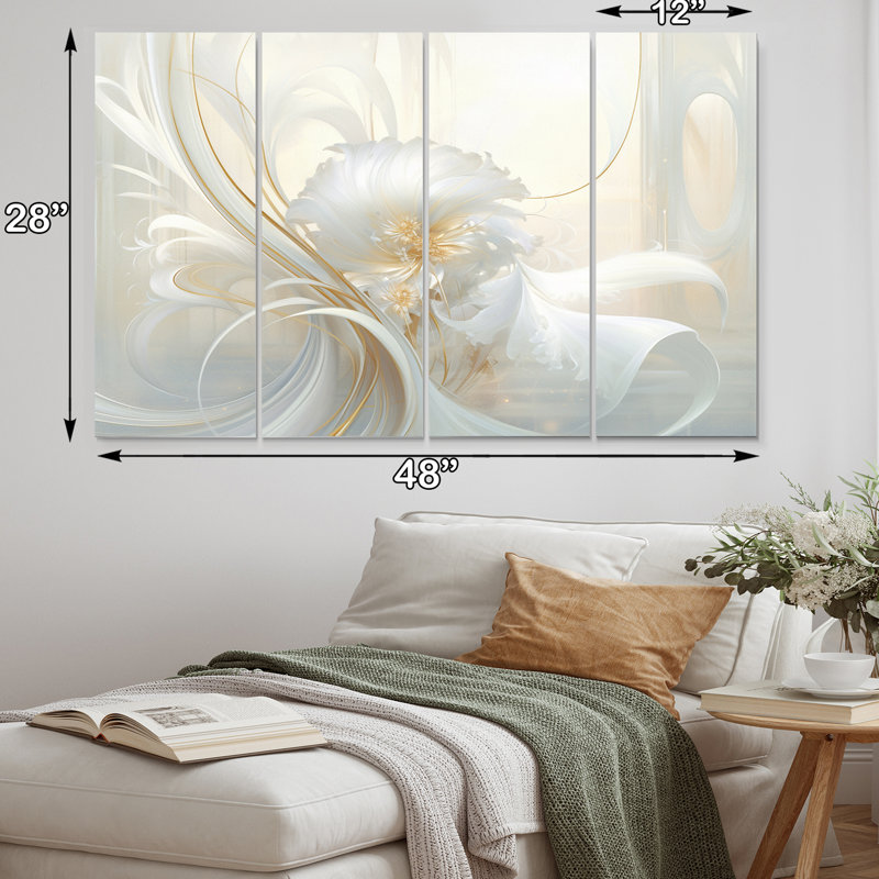 Tender Whirling White Illustration II - 4 pièces sur toile tendue