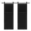 Double 2 panneaux modernes 80 po x 30 po Porte de grange coulissante en bois aggloméré noir avec ensemble de quincaillerie-130916588-130916594-130916714