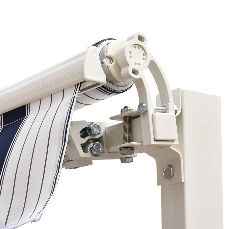 Tucker Garden Patio Manual Awning Retractable, 250 cm W x 200 cm D, Blue/White