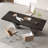 Black Rectangular Solid Wood + Carbon Steel desk-575482737